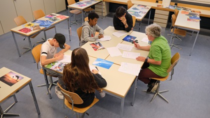 Kanti Reussbühl: Lernende im Gruppencoaching während des Programms ChanceKSR, Bild: zVg.