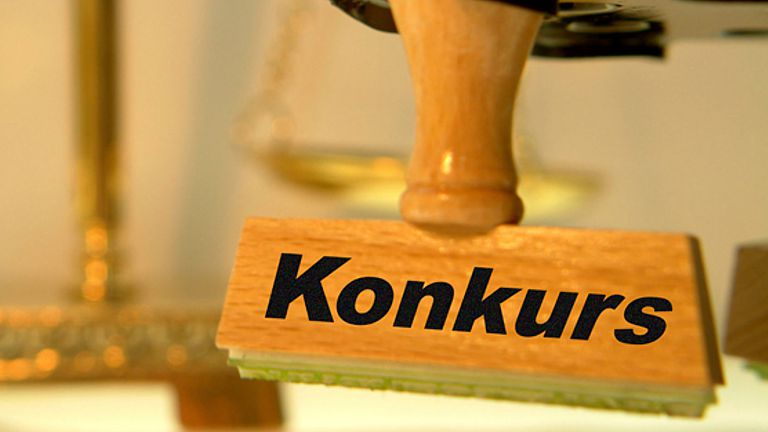 Stempel mit Aufdruck "Konkurs"